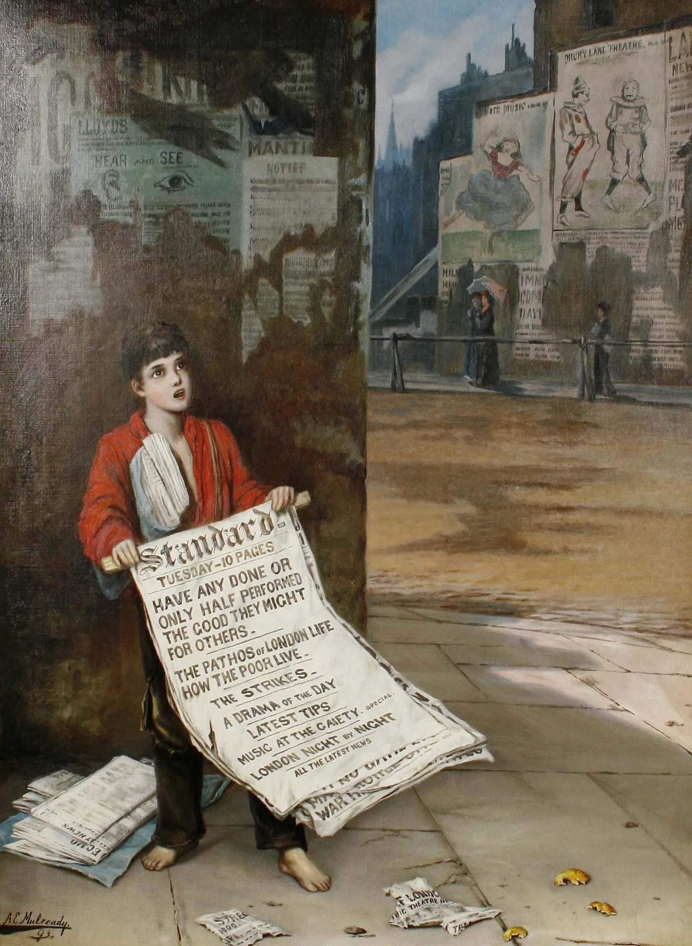 Capa do episódio #3: A London Newsboy (1893), de Augustus Edwin Mulready. Domínio público, via Wikimedia Commons