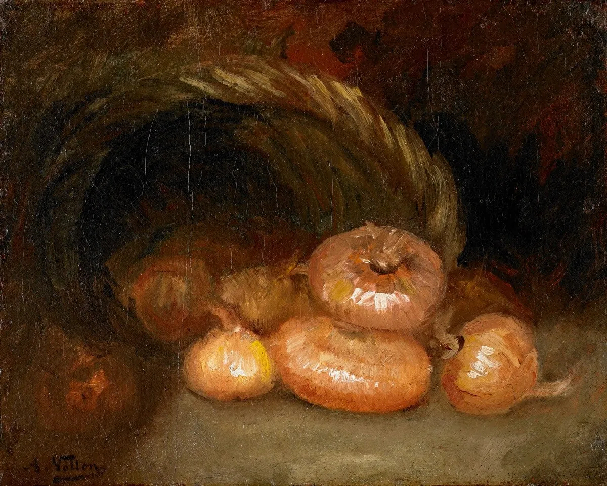 Capa do episódio #79: Natureza-morta com cebolas, Antoine Vollon. Domínio público, via Wikimedia Commons