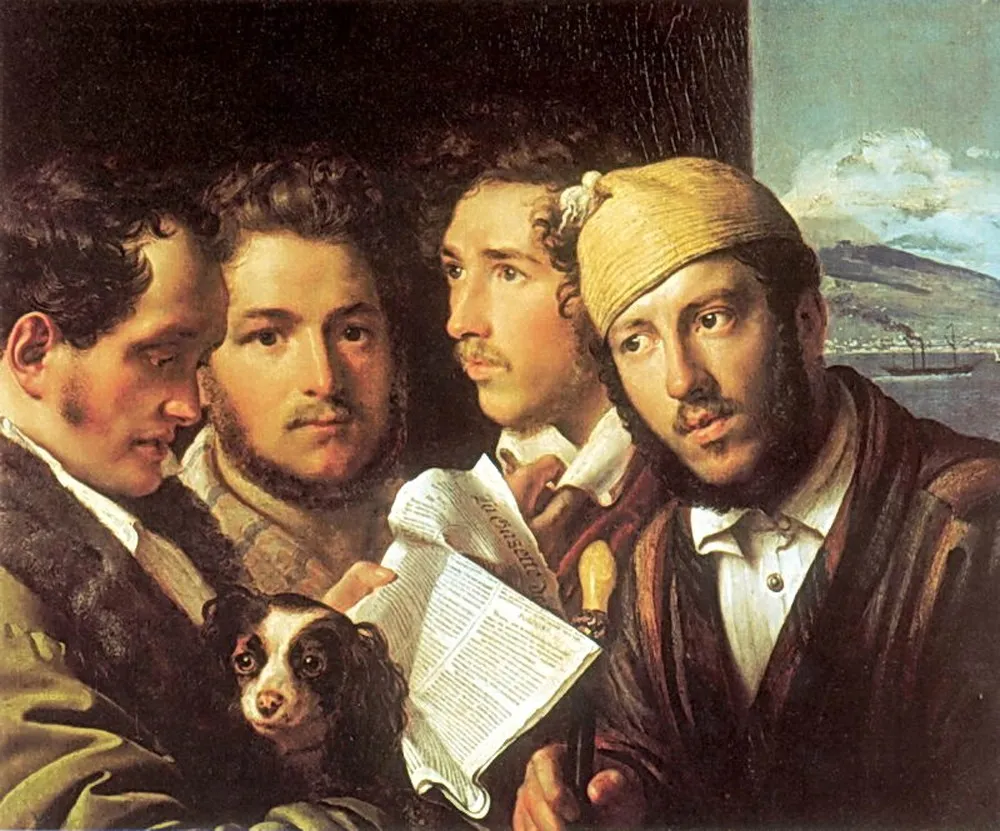 Capa do episódio #10: Leitores de jornal em Nápoles (1831), de Orest Kiprensky. Domínio público, via Wikimedia Commons