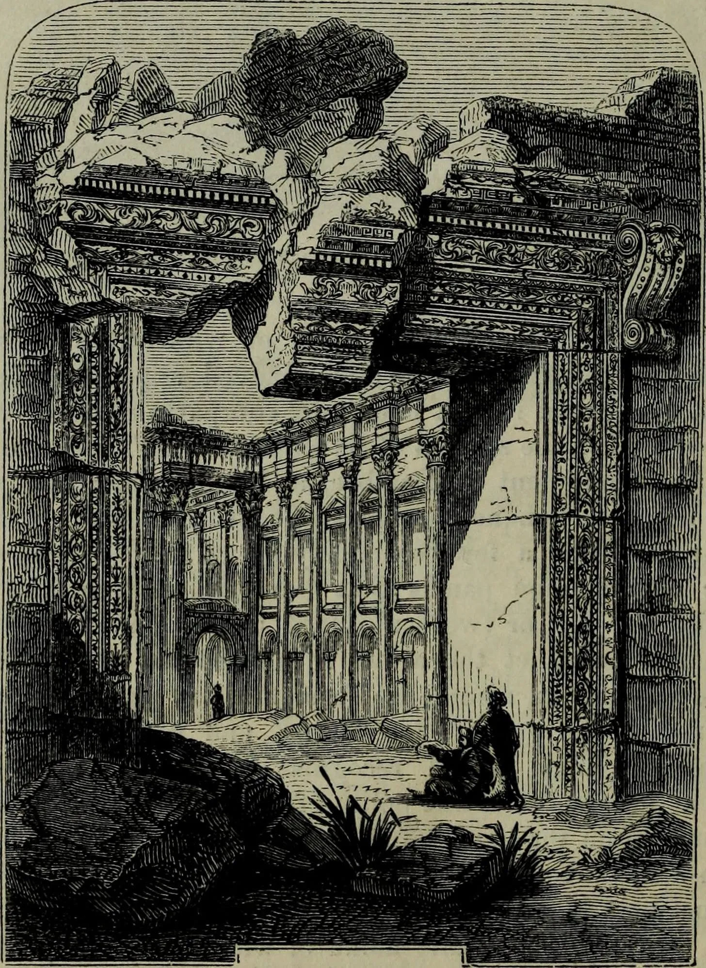 Capa do episódio #54: Portal do templo de Baco em Baalbek, Syria and the Holy Land, 1844, Internet Archive Book Images. Sem restrições de direitos conhecidas, via Wikimedia Commons