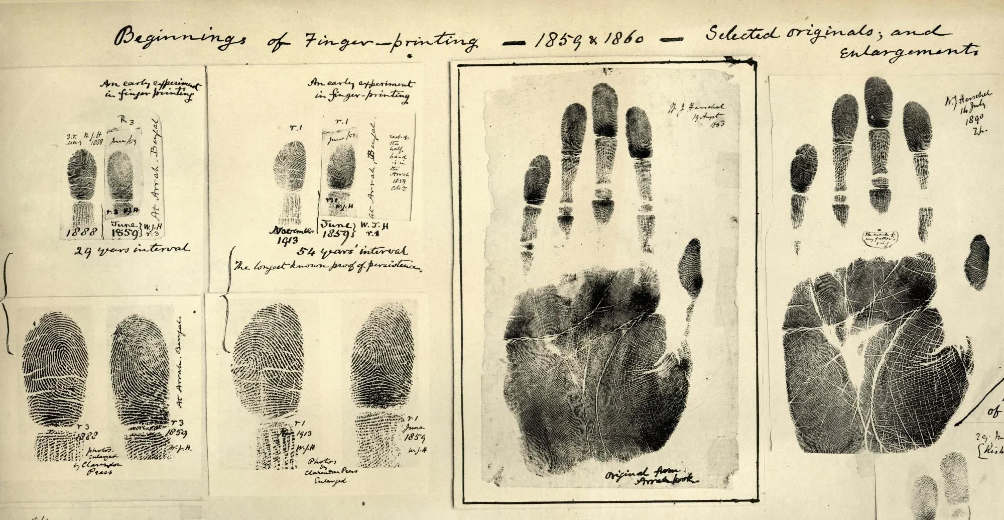 Capa do episódio #19: Impressões digitais coletadas por William James Herschel (1859, 1860). Domínio público, via Wikimedia Commons